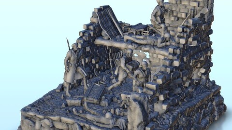 Ruin of house with Russian world war defenders 9 | STL for 3D Printing Printer | Hard Surface