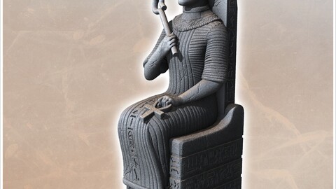 Statue of Egyptian Pharaoh Ramses II 2 seated on throne with royal scepter (7) | STL for 3D Printing Printer | Hard Surface