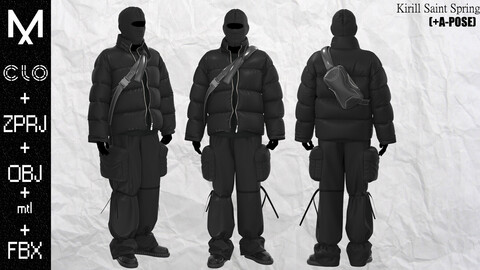 New Outfit Male Marvelous designer/Clo3d OBJ mtl FBX ZPRJ +A-POSE