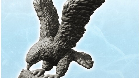 Eagle taking off on branch (10) | STL for 3D Printing Printer | Hard Surface