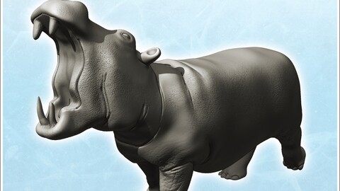 Hippopotamus with open mouth (11) | STL for 3D Printing Printer | Hard Surface