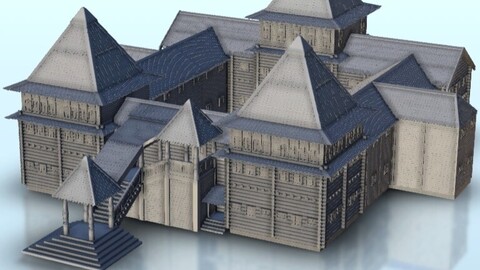 Slavic Medieval wooden fortress (5) | STL for 3D Printing Printer | Hard Surface