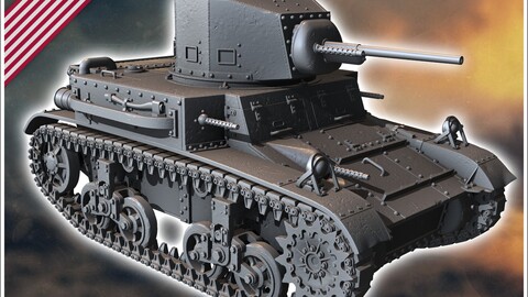 M2A4 Light Tank (combat damaged version) | STL for 3D Printing Printer | Hard Surface