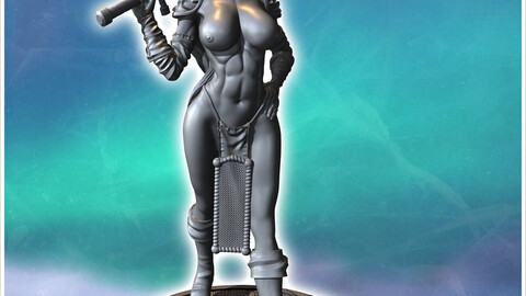 Female warrior holding a large sword on her shoulder, wearing detailed armor with helmet (35) (NSFW) | STL for 3D Printing Printer | Hard Surface