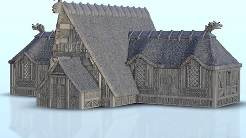 Viking wooden palace | STL for 3D Printing Printer | Hard Surface