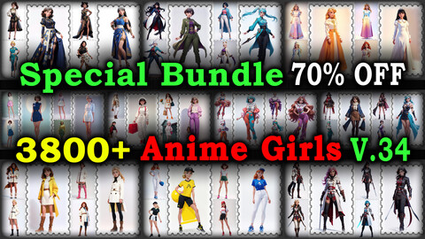 3800+ SPECIAL BUNDLE (Anime Girls Images Reference Pack)  - 4K Resolution - V.34