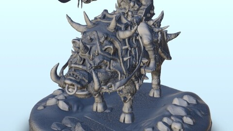 Orc hero with axe on boar 4 | STL for 3D Printing Printer | Hard Surface