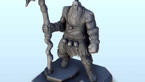 Orc lord with animal head staff 5 | STL for 3D Printing Printer | Hard Surface