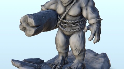 Horned orc with tree trunk 7 | STL for 3D Printing Printer | Hard Surface