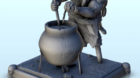 Orc cook with pot 8 | STL for 3D Printing Printer | Hard Surface