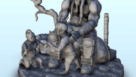 Orc family with father and children 9 | STL for 3D Printing Printer | Hard Surface