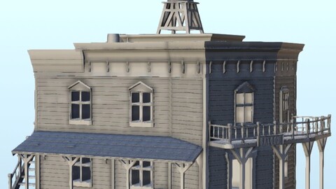 Wild West big house with water tower | STL for 3D Printing Printer | Hard Surface