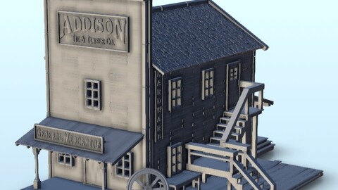 Wild West general mercantile building | STL for 3D Printing Printer | Hard Surface