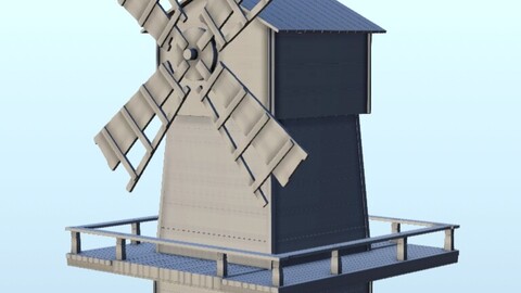 Wild West mill on platform | STL for 3D Printing Printer | Hard Surface