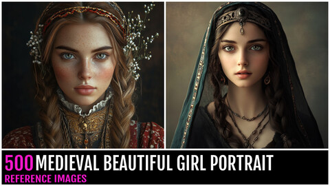 500 MEDIEVAL BEAUTIFUL GIRL PORTRAIT