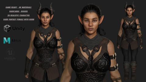 AAA 3D REALISTIC CHARACTER - DARK FANTASY FEMALE WITH HORN