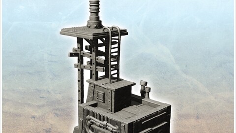 Transmission station with long distance antenna and communication cabin (10) | STL for 3D Printing Printer | Hard Surface