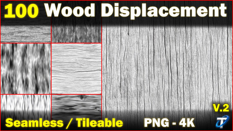 100 Ultra High-Quality Wood Displacements / Wood Alpha (Seamless and Tileable) Vol 2