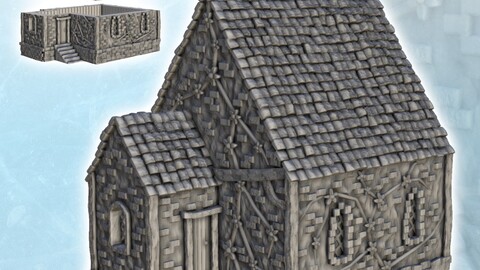 Medieval house with vegetation and access stairs (6) | STL for 3D Printing Printer | Hard Surface