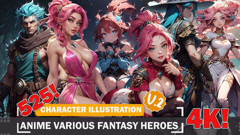 525 Various Anime Fantasy Heroes Warrior Diverse Outfit Character Design Reference Art V2 4K