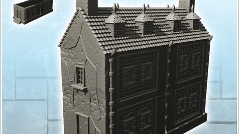 Modern house with spiked roof and side entrance (10) | STL for 3D Printing Printer | Hard Surface