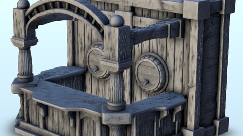 Wooden pub counter 2 | STL for 3D Printing Printer | Hard Surface