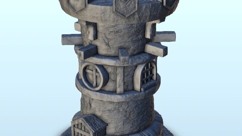 Rounded tower with canons 10 | STL for 3D Printing Printer | Hard Surface