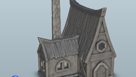 House with chimney | STL for 3D Printing Printer | Hard Surface