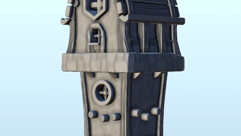 Medieval tower with pediment 1 | STL for 3D Printing Printer | Hard Surface