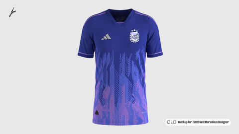 ADIDAS - ARGENTINA 22/24 AWAY MOCKUP for CLO3D and Marvelous Designer