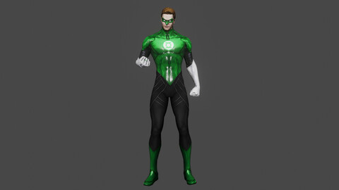 Green Lantern Low-poly | Rigged 3D model