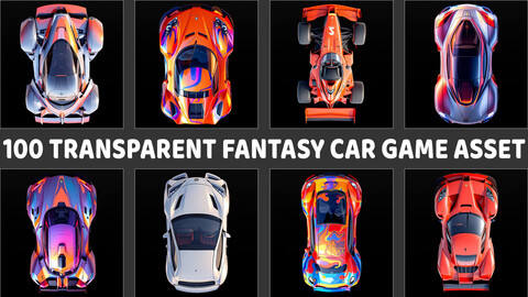 100 Transparent Fantasy Cars Game Asset