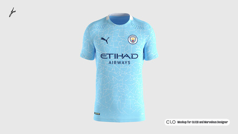 PUMA - MANCHESTER CITY 20/21 HOME MOCKUP for CLO3D and Marvelous Designer