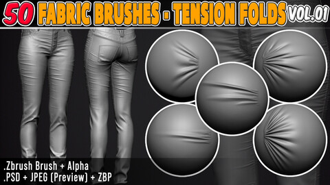 50 Fabric Brushes Tension Folds Vol.01