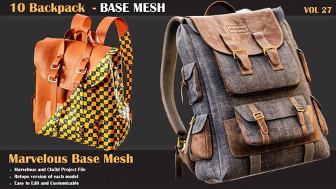 10 Backpack - Base Mesh ( game ready ) VOL 27