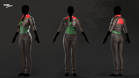 Female Leather Jacket Set – 112 Marvelous Designer and Clo3D