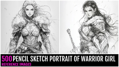 500 PENCIL SKETCH PORTRAIT OF A WARRIOR GIRL