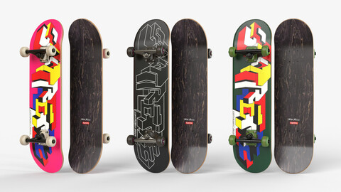 Three Realistic Skateboards