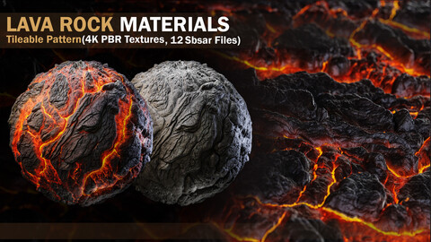 6 LAVA ROCK MATERIALS(SBSAR + Textures)