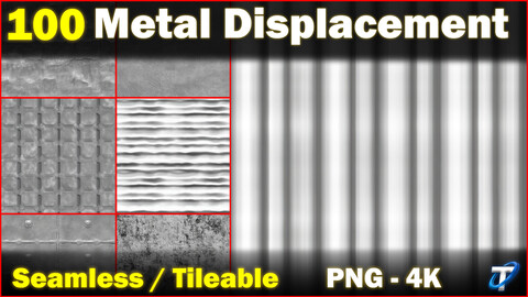 100 Ultra High-Quality Metal Displacements / Metal Alpha (Seamless and Tileable)