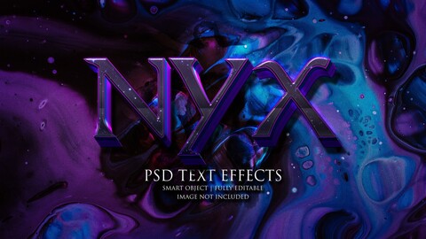 3D Nyx. PSD fully editable text effect. Layer style PSD mockup template