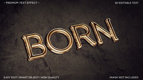 3D Born. PSD fully editable text effect. Layer style PSD mockup template