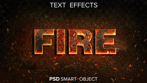 3D Fire. PSD fully editable text effect. Layer style PSD mockup template