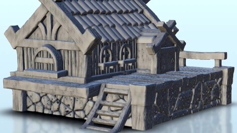 Traditionnal house on stone plateform 3 | STL for 3D Printing Printer | Hard Surface