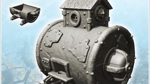 Steampunk house with vat shape with story window (5) | STL for 3D Printing Printer | Hard Surface