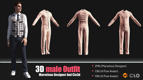 3D Men Outfit (CLO3D, MD PROJECTS+OBJ+FBX)