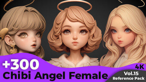 +300 Chibi Angel Head Sculpt Reference Images(4k)