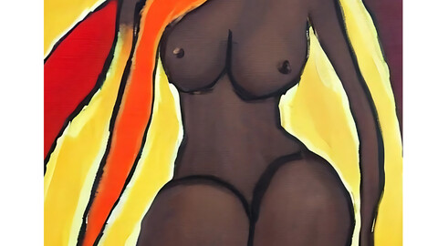 Nude Woman & Her Orange Scarf