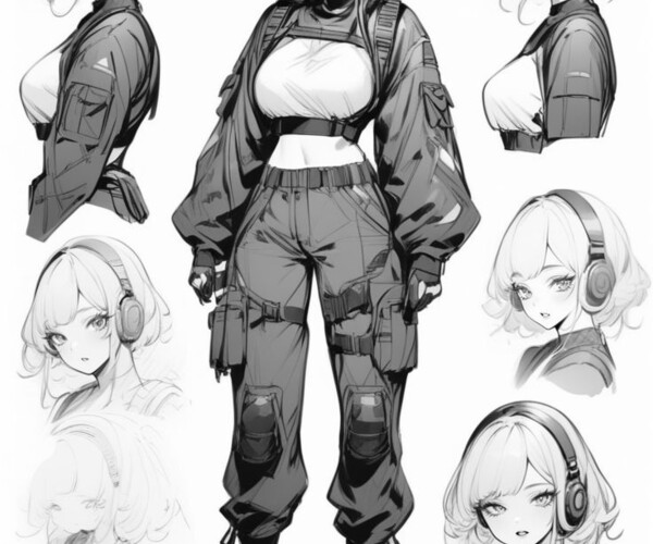 ArtStation - 525 Various Anime Futuristic Tech Wear Outfit Sketch ...