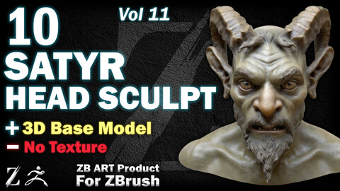 10 ZB ART Satyr Head Sculpt (3D Base Model) - Vol 11